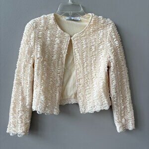 Zara cream, button down ribboned jacket. Size Small.